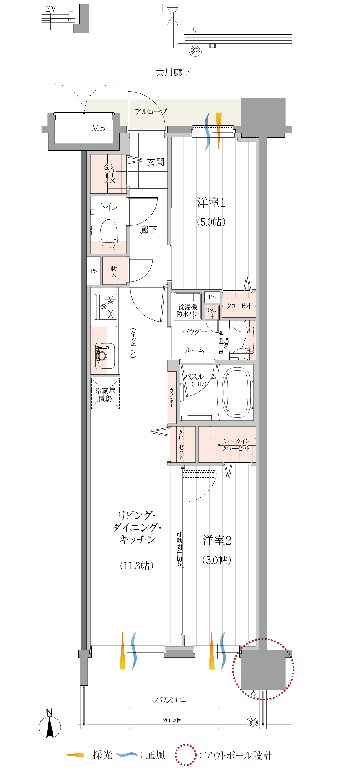 W-C type 基本プラン間取り図