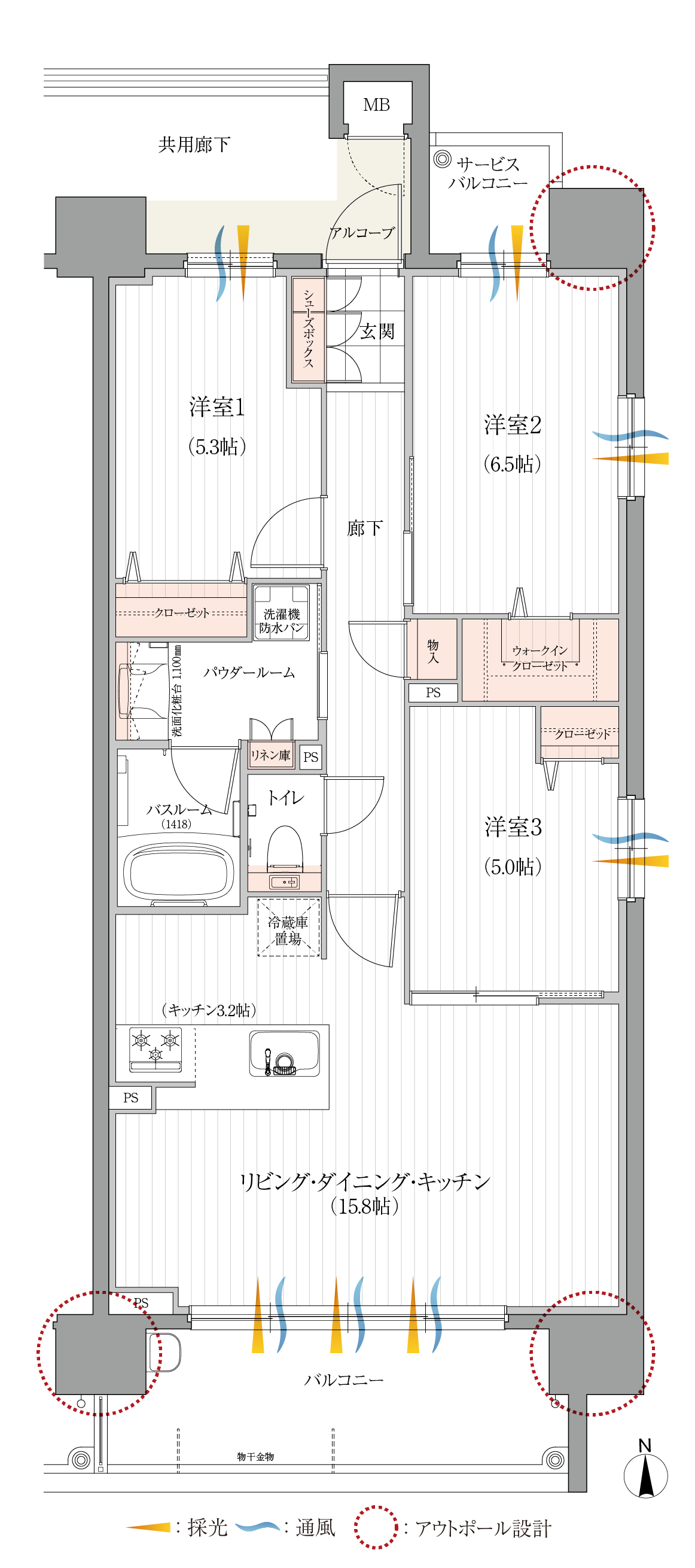 W-D type 基本プラン間取り図